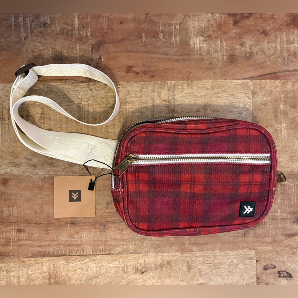 Thread Unisex Red Plaid Corduroy Crossbody Bag / Fanny Pack